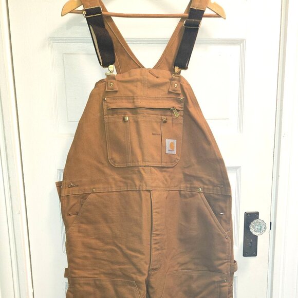 Vintage Carhartt Men's Bib Overalls, Size 42-30 - Brown R41-BRN - Picture 1 of 13